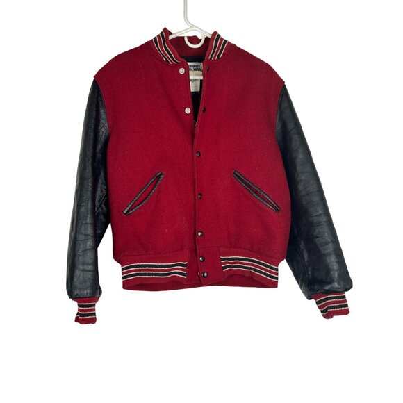 Vintage Trophy Jackets Adult Medium Red Leather Letterman Varsity Sportswear 70s - Picture 1 of 12